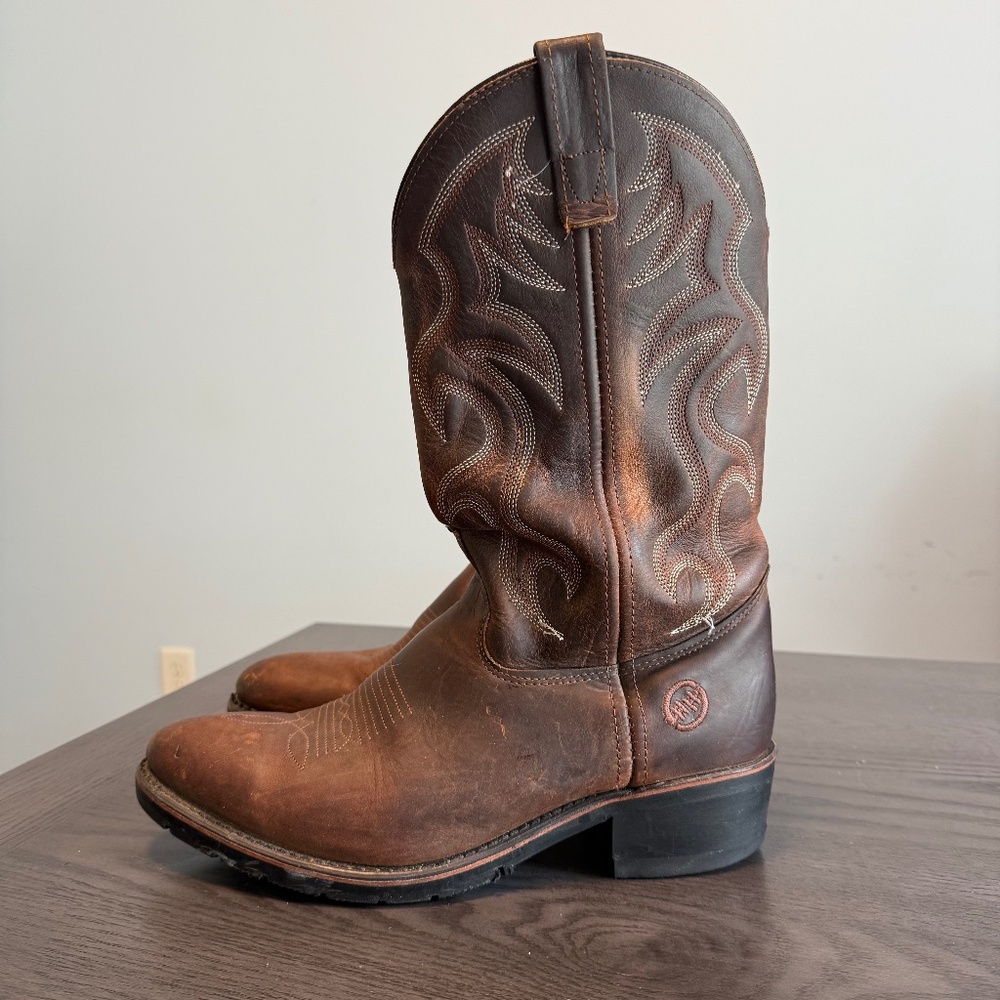 Double H Work‎ Western 3282 Brown Leather  Boots Size 9 D